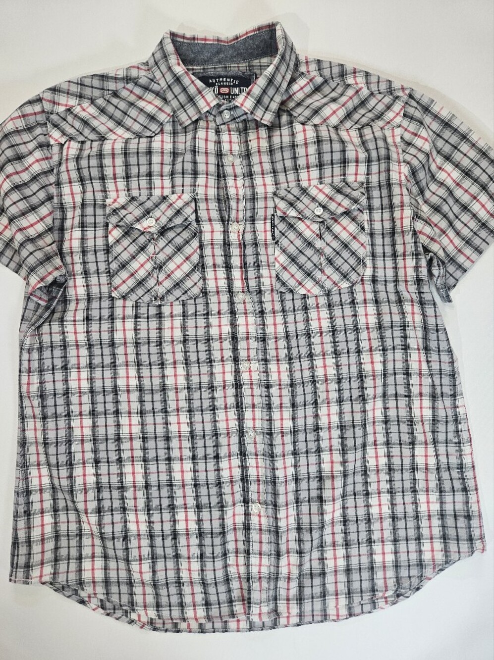 Ecko Unltd Button Down Shirt Mens XL Classic Plaid Check Y2K Streetwear